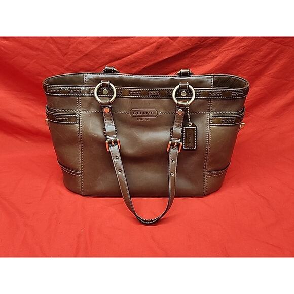 Coach Patent Mahogany Brown Leather Purse Tote Satchel 11500Shoulder Handbag Y2K - Picture 1 of 10